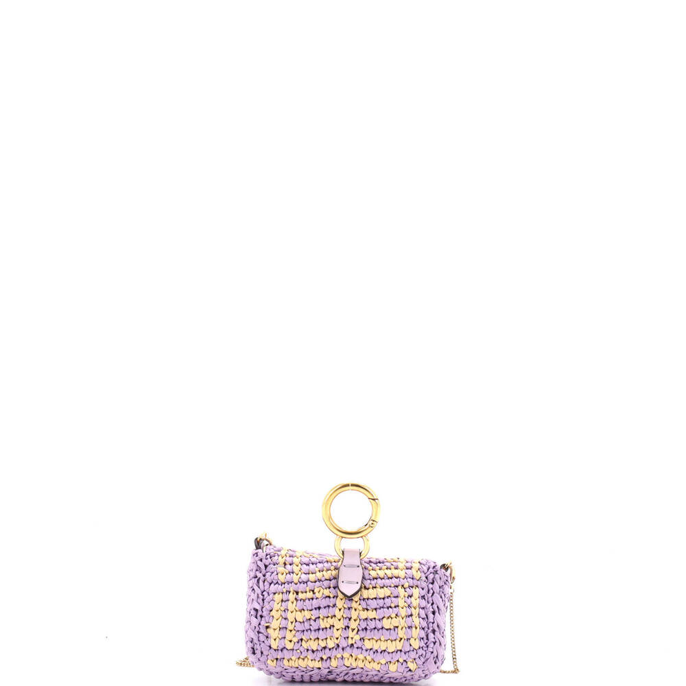 Fendi Nano Chain Baguette Charm Bag Zucca Raffia - Picture 3 of 6